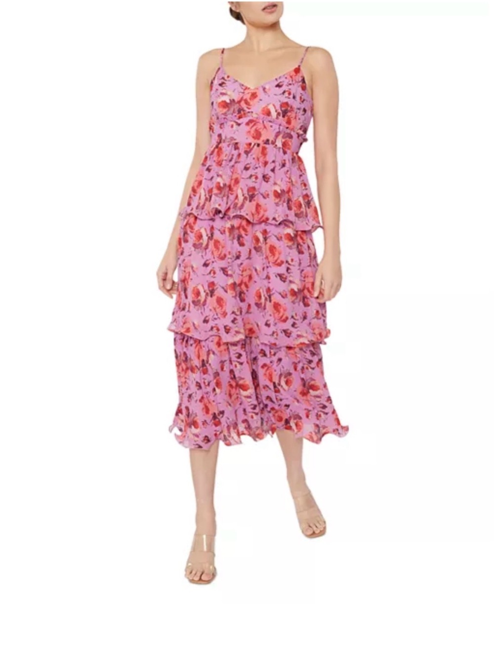 Likely women's Adriana dress size 8‎ floral midi ruffle tiered NWT
